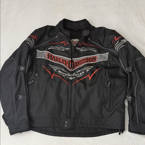 Harley-Davidson Men's Black and Orange 2 in 1 Performance Jacket - XL